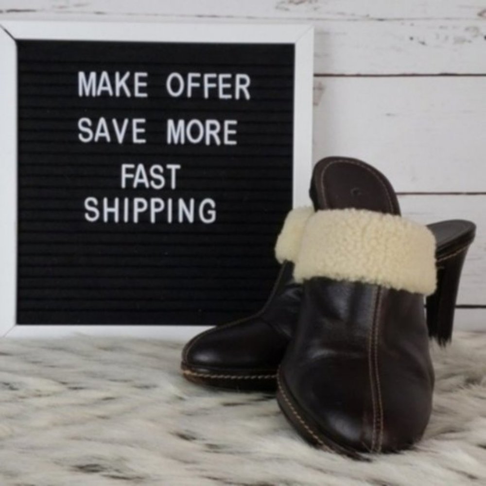 Coach Kacie Style Mules Sz 8.5 with brown leather